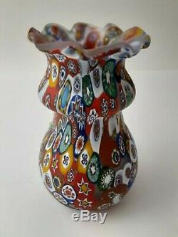 VINTAGE MURANO MILLEFIORI ART GLASS VASE 5.3 x 3.3 PERFECT