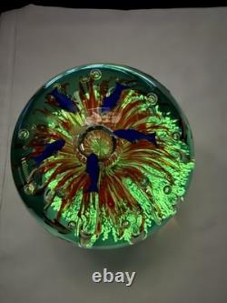 VINTAGE MURANO STYLE ROUND HAND BLOWN ART GLASS FISH AQUARIUM PAPERWEIGHT 7.5lbs