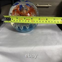 VINTAGE MURANO STYLE ROUND HAND BLOWN ART GLASS FISH AQUARIUM PAPERWEIGHT 7.5lbs