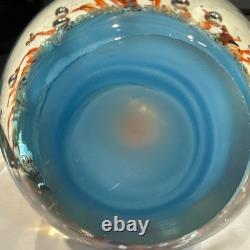 VINTAGE MURANO STYLE ROUND HAND BLOWN ART GLASS FISH AQUARIUM PAPERWEIGHT 7.5lbs
