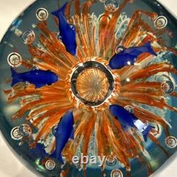 VINTAGE MURANO STYLE ROUND HAND BLOWN ART GLASS FISH AQUARIUM PAPERWEIGHT 7.5lbs