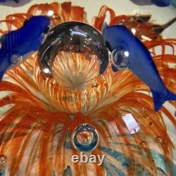 VINTAGE MURANO STYLE ROUND HAND BLOWN ART GLASS FISH AQUARIUM PAPERWEIGHT 7.5lbs
