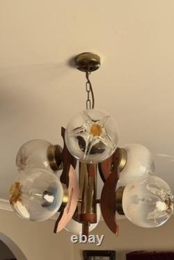 VINTAGE Mazzega Murano Glass& Teak Luster X2 Circa 70s-80s Excellent condition