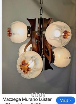 VINTAGE Mazzega Murano Glass& Teak Luster X2 Circa 70s-80s Excellent condition