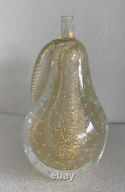 VINTAGE Murano Glass Bookends Apple Pear Controlled Bubble