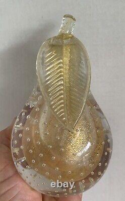 VINTAGE Murano Glass Bookends Apple Pear Controlled Bubble
