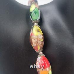 VINTAGE Murano Millefiori Venetian Art Glass Beads Necklace 20