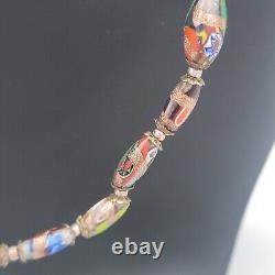 VINTAGE Murano Millefiori Venetian Art Glass Beads Necklace 20