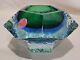 VINTAGE Murano Sommerso Textured BLUE & GREEN GLASS BOWL