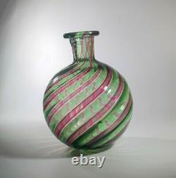 VINTAGE RARE 1960s FRATELLI TOSO MURANO A CANNE ART GLASS BOTTLE VASE