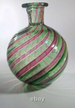 VINTAGE RARE 1960s FRATELLI TOSO MURANO A CANNE ART GLASS BOTTLE VASE