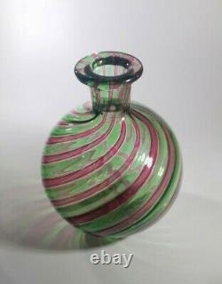 VINTAGE RARE 1960s FRATELLI TOSO MURANO A CANNE ART GLASS BOTTLE VASE