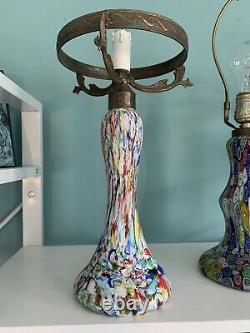 VINTAGE Tall Murano Glass Lamp- MILLEFIORI 16 Tall X 9 Wide X 6 Base NICE