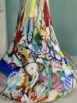 VINTAGE Tall Murano Glass Lamp- MILLEFIORI 16 Tall X 9 Wide X 6 Base NICE