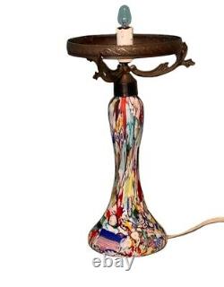 VINTAGE Tall Murano Glass Lamp- MILLEFIORI 16 Tall X 9 Wide X 6 Base NICE