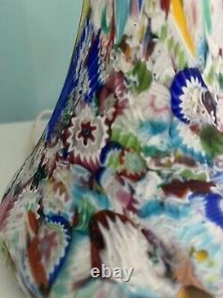 VINTAGE Tall Murano Glass Lamp- MILLEFIORI 16 Tall X 9 Wide X 6 Base NICE