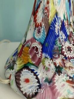 VINTAGE Tall Murano Glass Lamp- MILLEFIORI 16 Tall X 9 Wide X 6 Base NICE