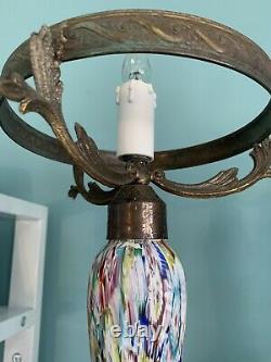 VINTAGE Tall Murano Glass Lamp- MILLEFIORI 16 Tall X 9 Wide X 6 Base NICE