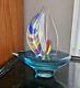 VINTAGE Venetian Art Glass, 1989 Signed Sailboat, Murano Glass Boat, 8.8 lbs