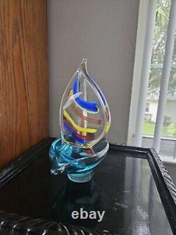 VINTAGE Venetian Art Glass, 1989 Signed Sailboat, Murano Glass Boat, 8.8 lbs