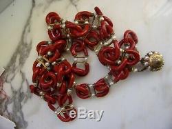VINTAGE Venetian Murano A. Seguso for Chanel unsigned red glass necklace chain