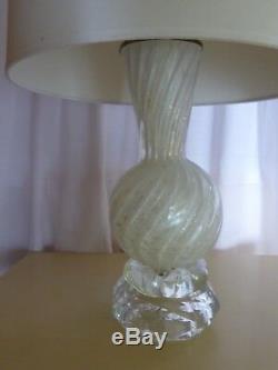 VTG 1950s Murano Glass Table Lamp White Italy