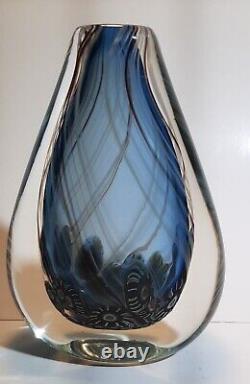 VTG 1984 Art Glass Vase Murano Summerso 6 Millefiore Stripes Signd Freeman