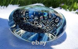 VTG 1984 Art Glass Vase Murano Summerso 6 Millefiore Stripes Signd Freeman