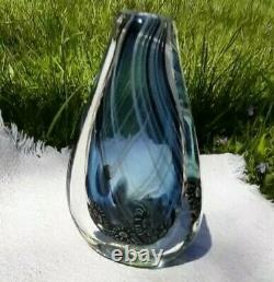 VTG 1984 Art Glass Vase Murano Summerso 6 Millefiore Stripes Signd Freeman