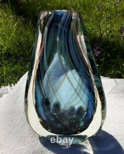 VTG 1984 Art Glass Vase Murano Summerso 6 Millefiore Stripes Signd Freeman