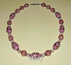 VTG Antique VENETIAN Murano PINK WEDDING CAKE Sommerso GLASS Bead NECKLACE