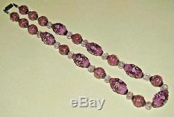 VTG Antique VENETIAN Murano PINK WEDDING CAKE Sommerso GLASS Bead NECKLACE