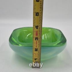 VTG Artisan Bright Green Glass Murano Bowl Dish Pulegoso Sommerso Venini Style