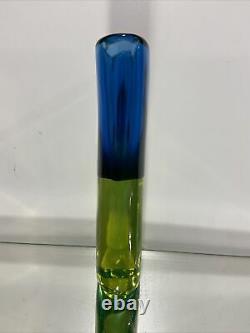 VTG. Design Flavio Poli Seguso Murano Sommerso Blue/Green Vaseline Art Glass