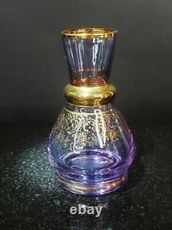 VTG Ferro & Lazzarini Murano Italy Art Glass Small Vase Purple 24K Gold 5.5