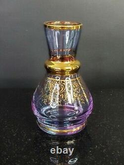 VTG Ferro & Lazzarini Murano Italy Art Glass Small Vase Purple 24K Gold 5.5