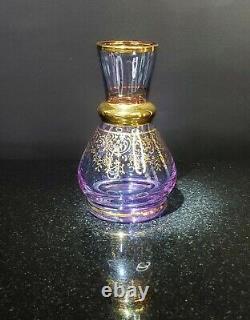 VTG Ferro & Lazzarini Murano Italy Art Glass Small Vase Purple 24K Gold 5.5
