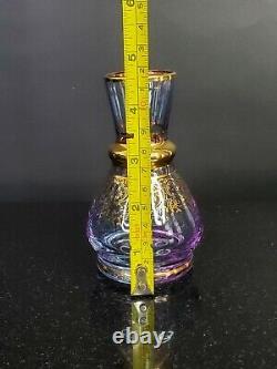 VTG Ferro & Lazzarini Murano Italy Art Glass Small Vase Purple 24K Gold 5.5