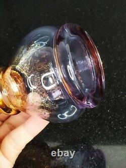 VTG Ferro & Lazzarini Murano Italy Art Glass Small Vase Purple 24K Gold 5.5