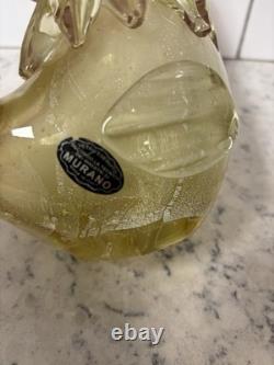 VTG Hand-blown Murano glass Rooster with internal white inclusions and bubbles