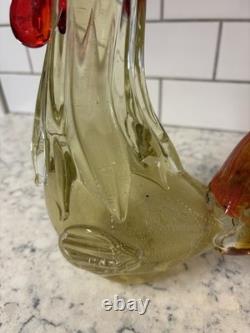 VTG Hand-blown Murano glass Rooster with internal white inclusions and bubbles