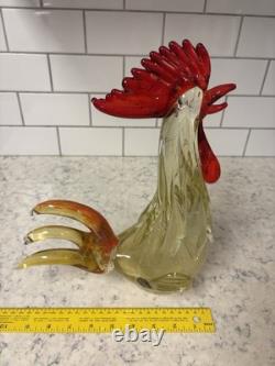 VTG Hand-blown Murano glass Rooster with internal white inclusions and bubbles