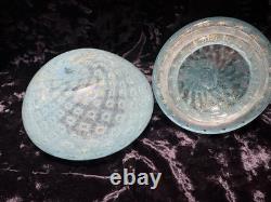 VTG Italian Murano Aventurine Bullicante Glass Vanity Jar Trinket Gold Flakes