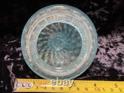 VTG Italian Murano Aventurine Bullicante Glass Vanity Jar Trinket Gold Flakes