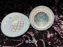 VTG Italian Murano Aventurine Bullicante Glass Vanity Jar Trinket Gold Flakes VTG Italian Murano Aventurine Bullicante Glass Vanity Jar Trinket Gold Flakes
