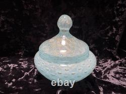VTG Italian Murano Aventurine Bullicante Glass Vanity Jar Trinket Gold Flakes VTG Italian Murano Aventurine Bullicante Glass Vanity Jar Trinket Gold Flakes