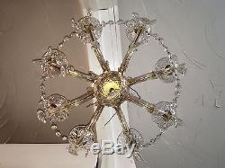 VTG Italian Murano Glass Chandelier Mid Century Prisms Venetian Crystal 1950s