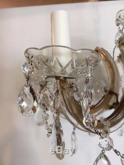 VTG Italian Murano Glass Chandelier Mid Century Prisms Venetian Crystal 1950s