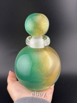 VTG Italian Murano Sommerso Aventurine Seguso Art Glass Perfume BottleGLOWS
