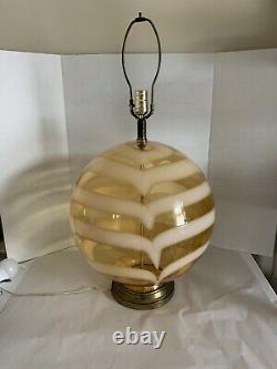 VTG Italian Striped Glass Globe Ball Lamp Murano Era Massive 16 Diam. MCM HUGE